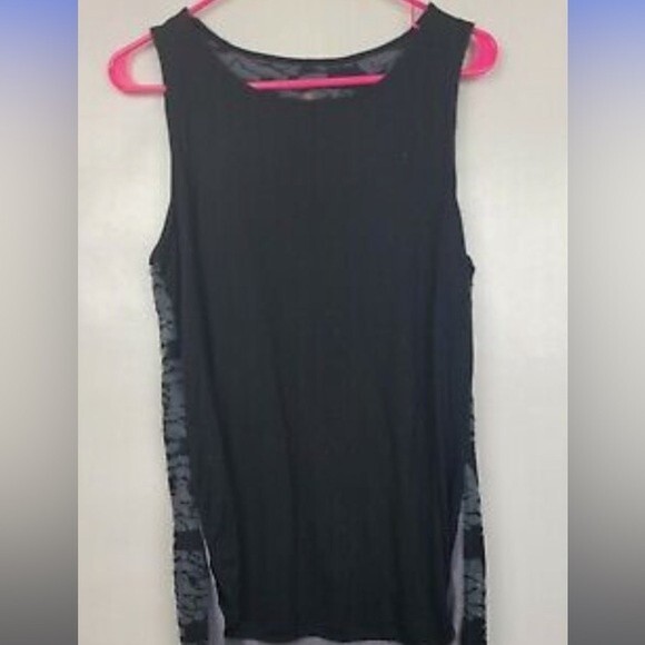 Tangerine Womens Exercise Tank Top Size Small Black Gray High Low Layered - Picture 2 of 6